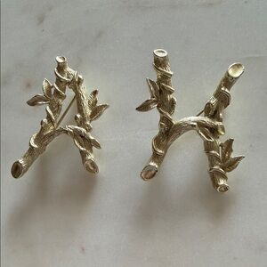 Vintage Gold finish Floral Style Initials A & H Pin Brooch Sarah Coventry